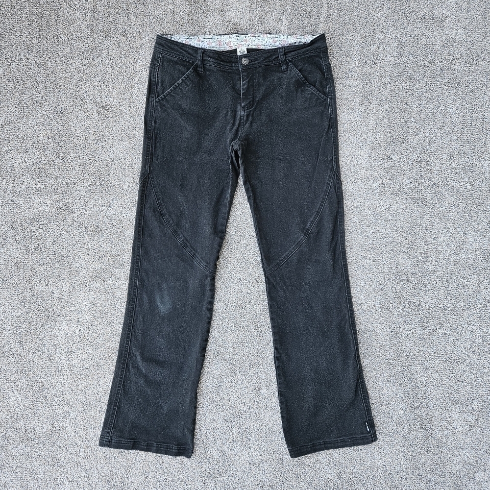 Vintage 90s Prana Jeans Faded Black Denim Straight Baggy Leg Womens Size 8 RARE
